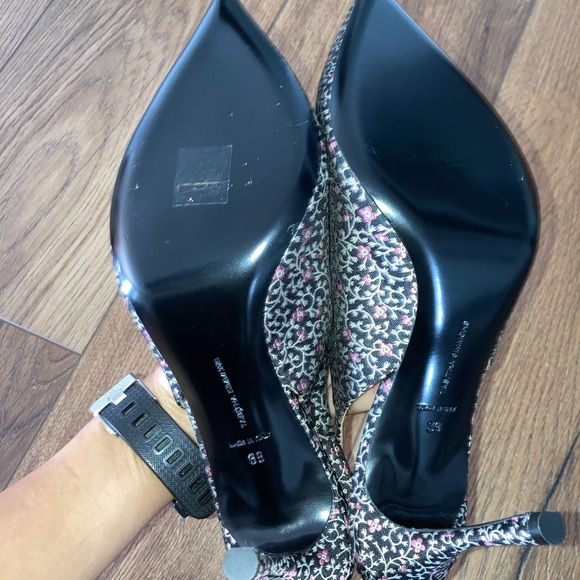 Tabitha Simmons sling back black floral pumps with bow size 8 new - Picture 6 of 7